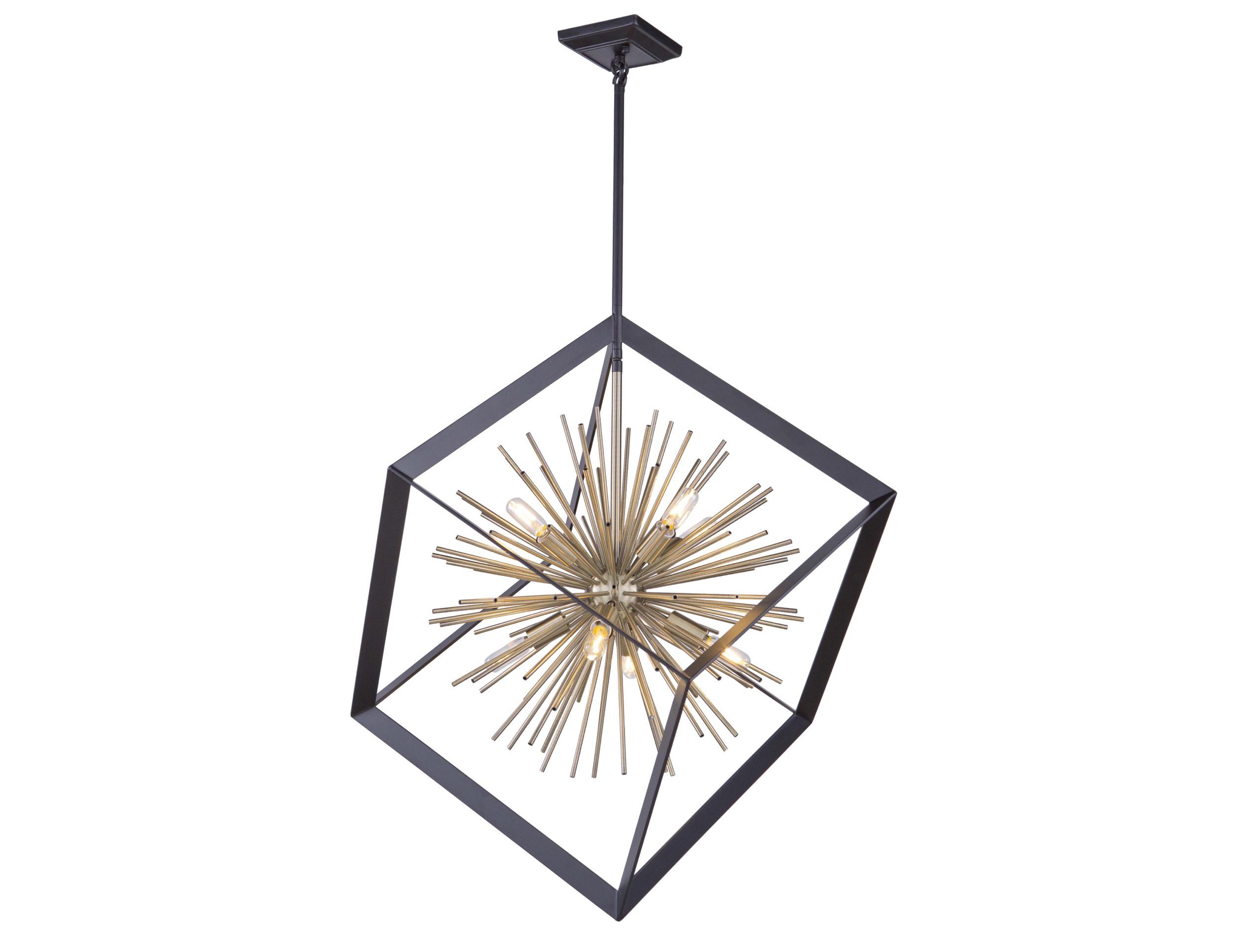 Artcraft Sunburst 8-Light Matte Black Satin Brass LED Geometric Pendant