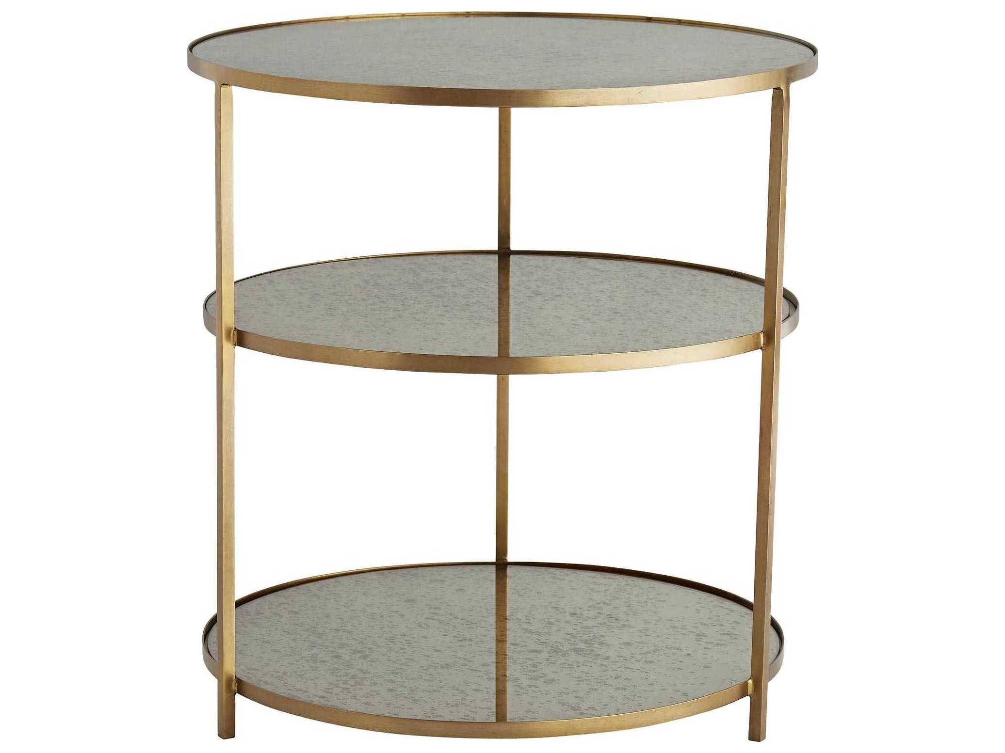 Arteriors Home Percy  Round Antique Mirror Brass End Table