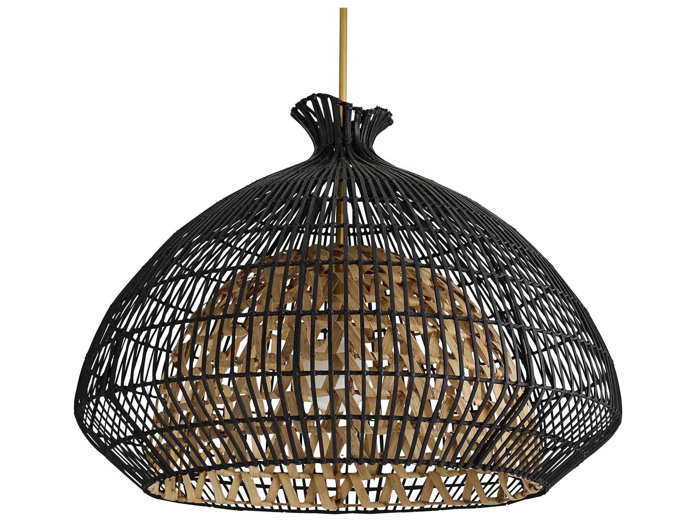 Arteriors Home Rimini 1-Light Black Natural Dome Pendant