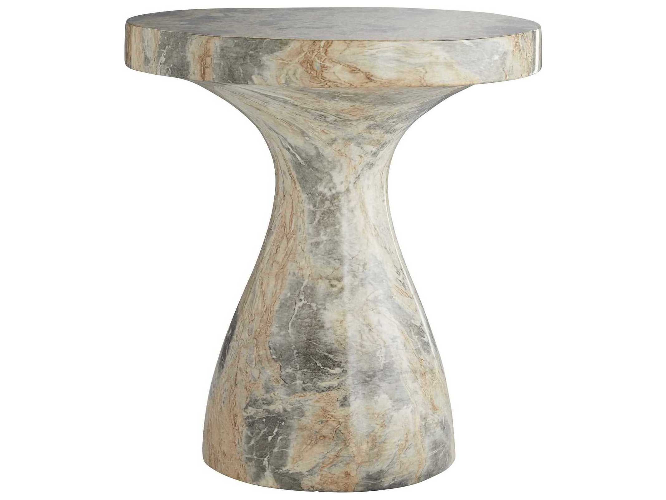 Arteriors Home Serafina Round Concrete Sahara Faux Marble End Table