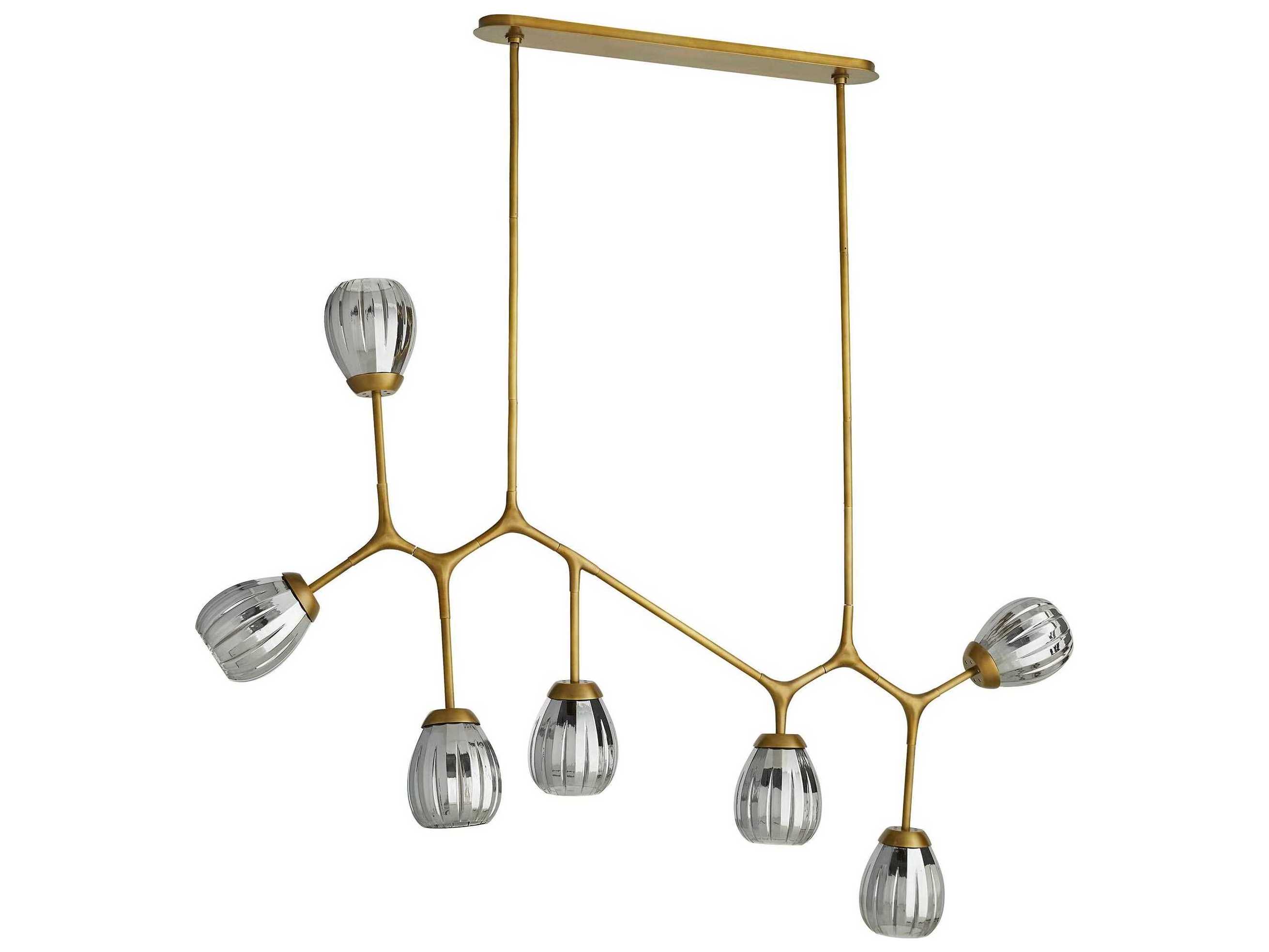 Arteriors Home Smyth 7-Light Antique Brass Glass Globe Linear Island Pendant