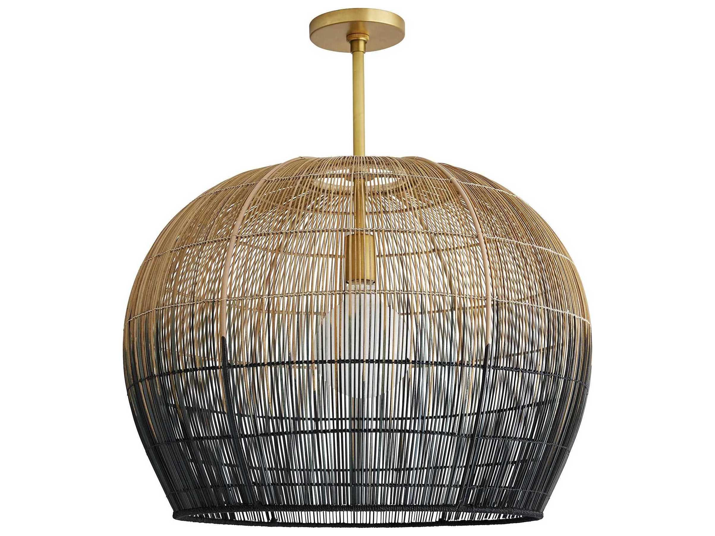 Arteriors Home Swami 1-Light Natural And Black Ombre Brass Bowl Linear Pendant