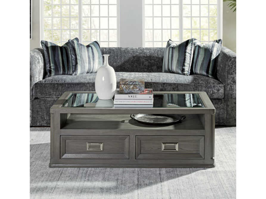 Artistica Appellation Rectangular Glass Gray Cocktail Table