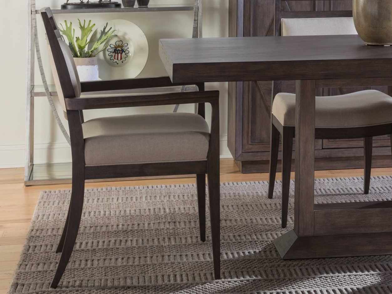 Artistica Cohesion Program Nico Hardwood Brown Upholstered Arm Dining Chair