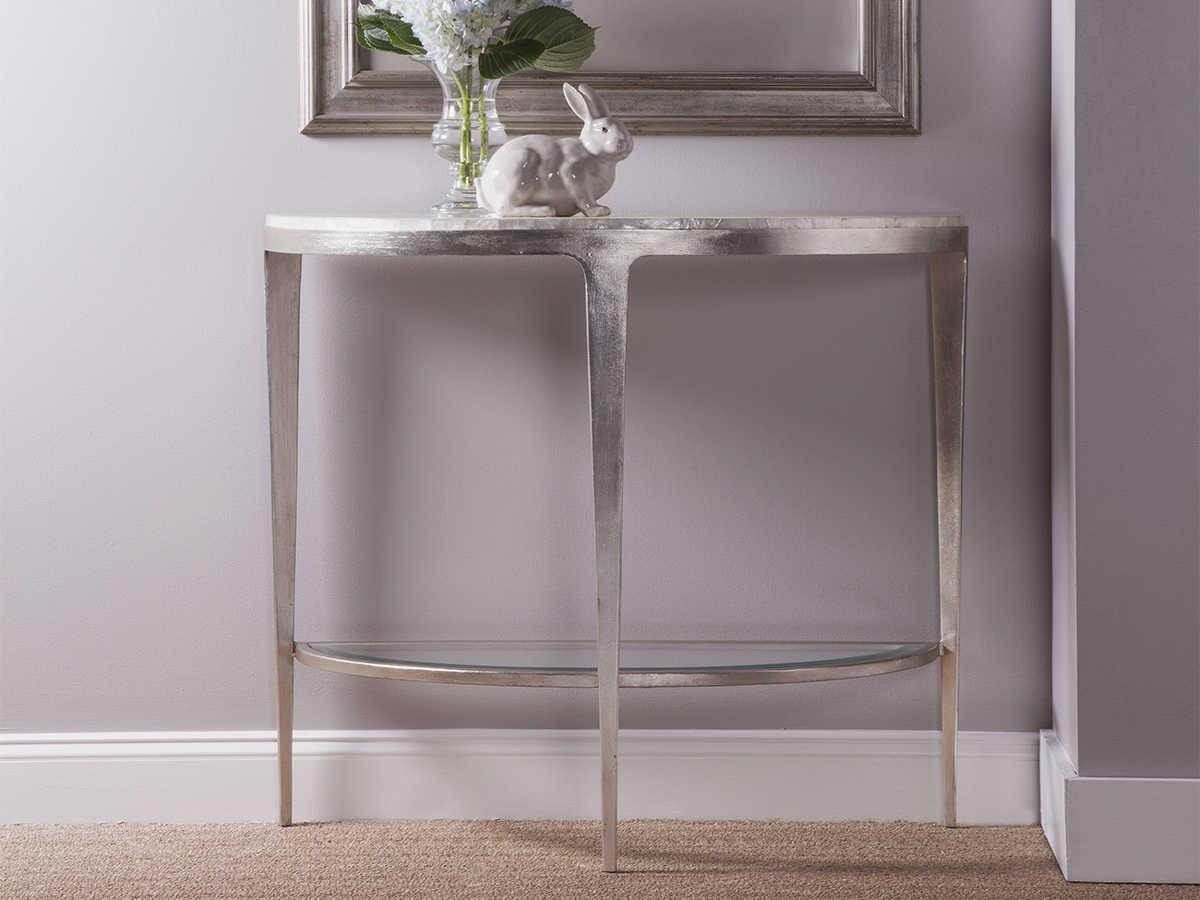 Artistica Gravitas Demilune White Capiz Shell With Champagne Console Table