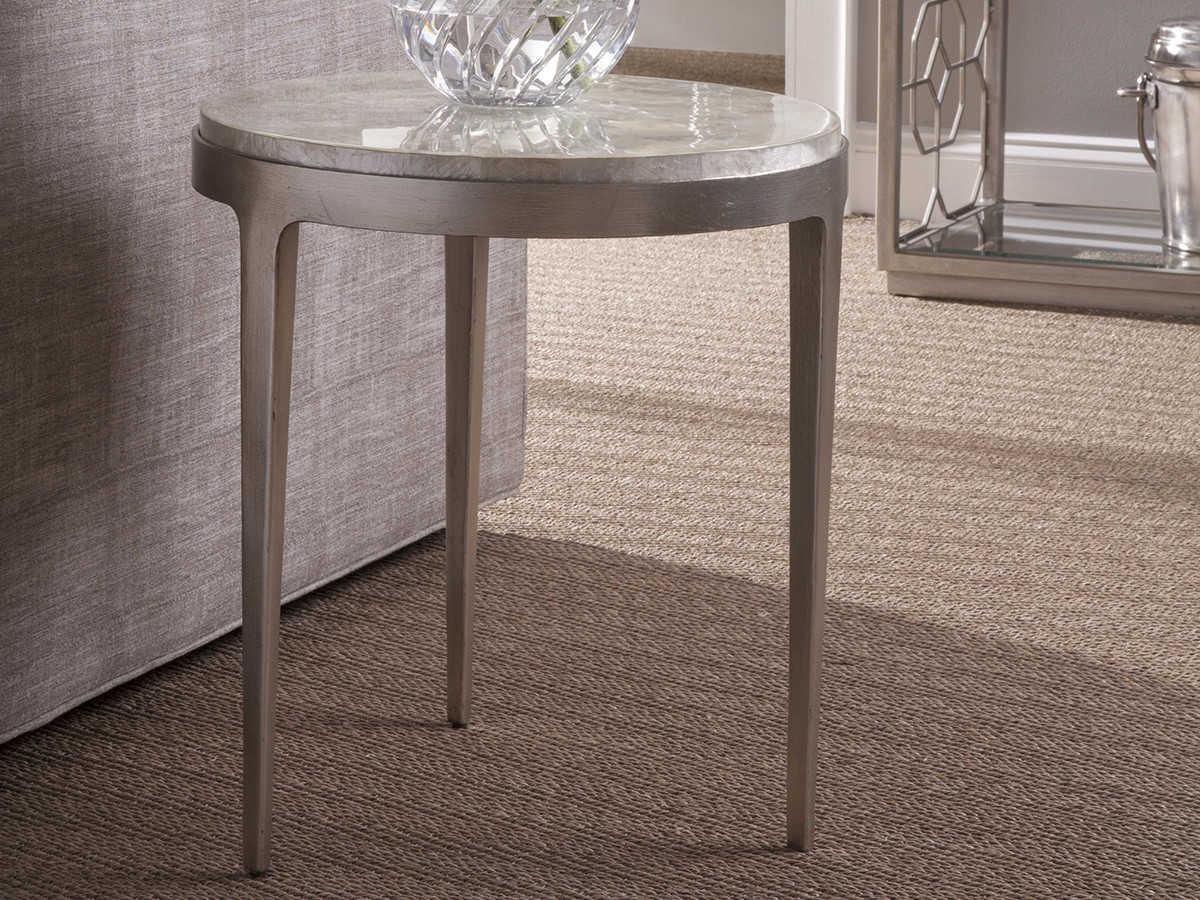 Artistica Gravitas Round White Capiz Shell With Champagne End Table