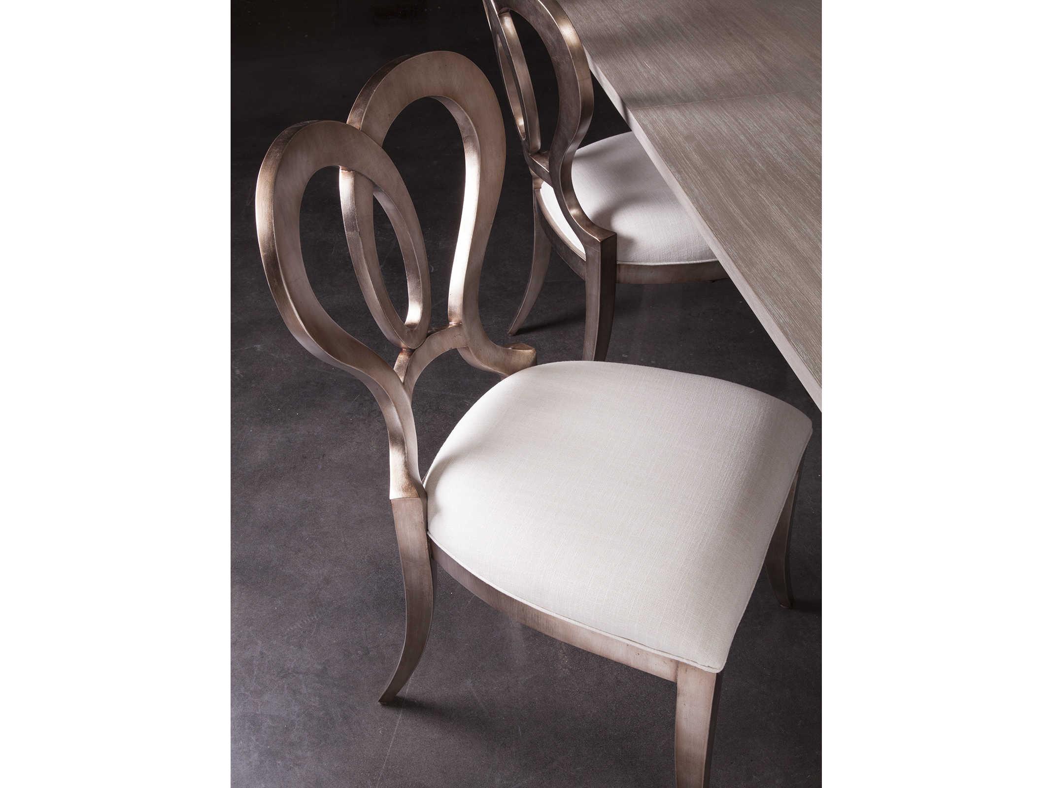 Artistica Melody Mahogany Wood Silver Upholstered Side Dining Chair