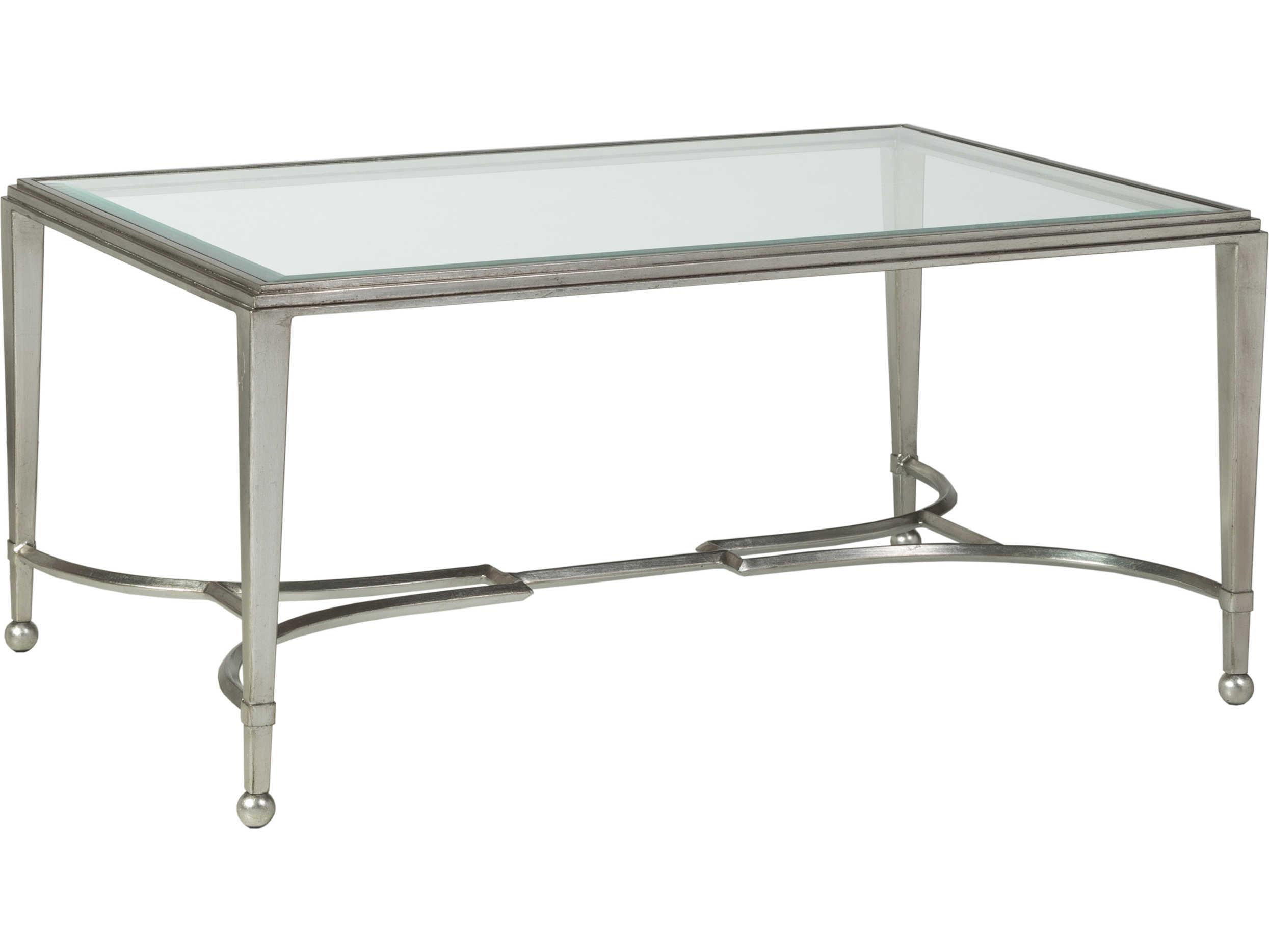 Artistica Metal Designs Sangiovese Rectangular Glass Antique Silver Leaf Cocktail Table