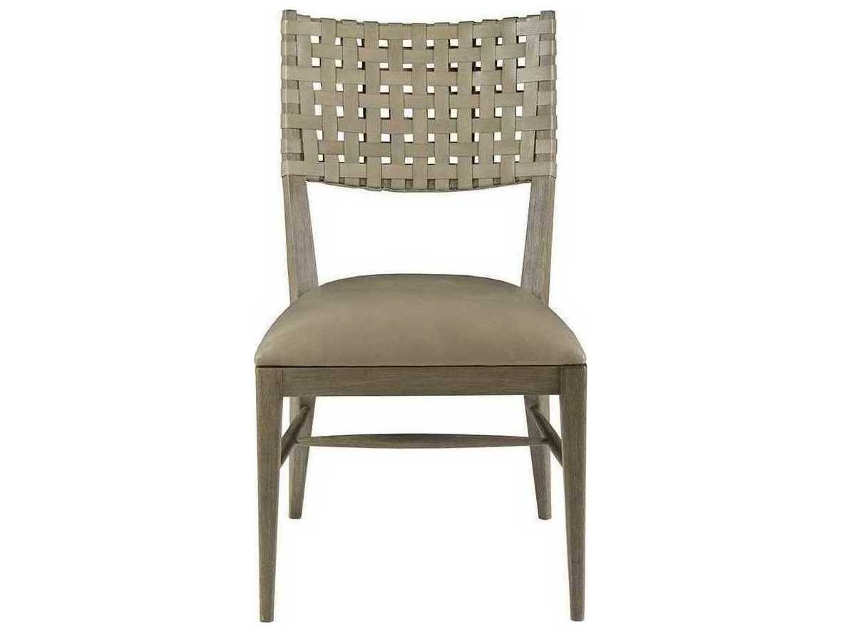 Artistica Milo Leather Mahogany Wood Gray Upholstered Side Dining Chair