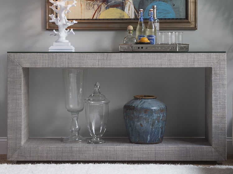 Artistica Precept Rectangular Glass Light Gray Console Table