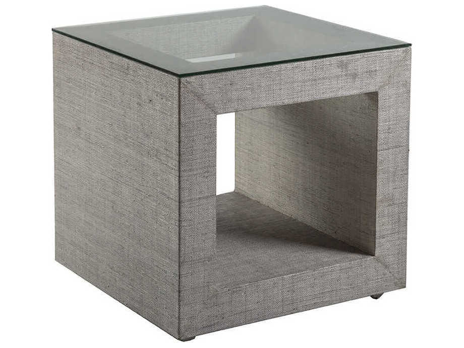 Artistica Precept Square Glass Light Gray End Table