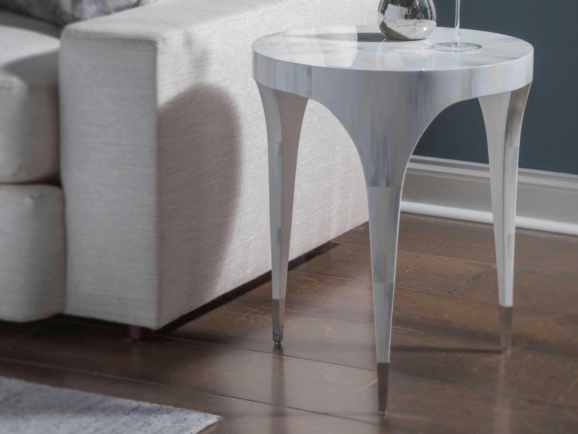 Artistica Signature Designs Bello Round White Gray Bone End Table