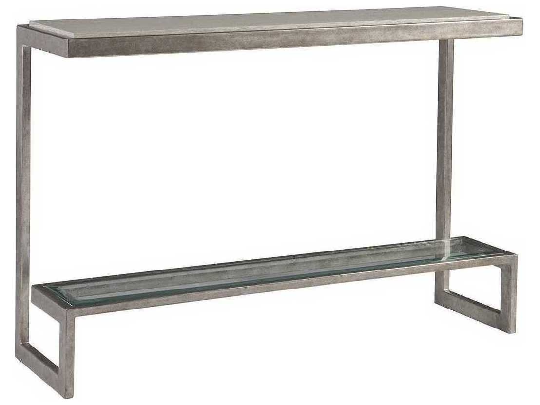 Artistica Soiree Rectangular Wood Antiqued Silver Leaf Light Gray Console Table