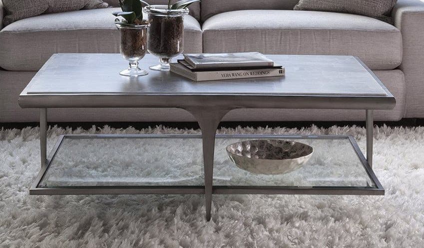 Artistica Zephyr Rectangular Stone White Cocktail Table