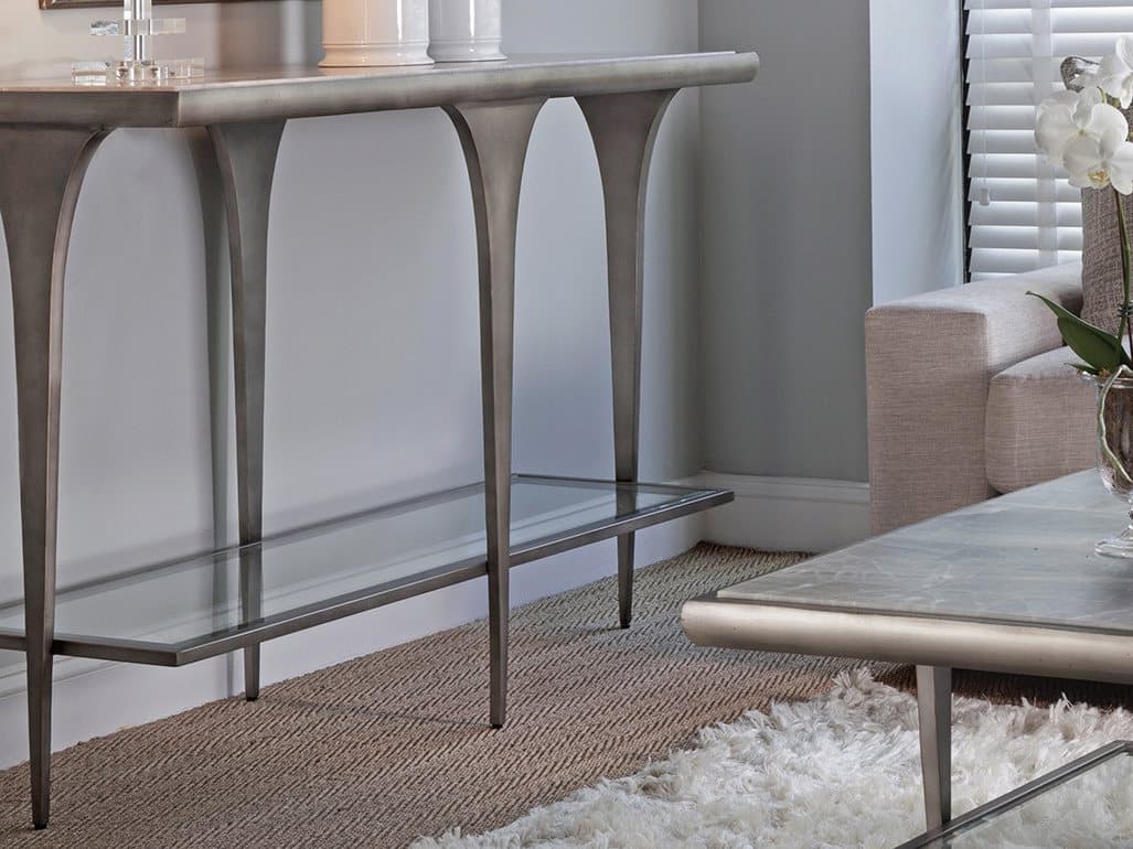 Artistica Zephyr Rectangular Stone White Console Table