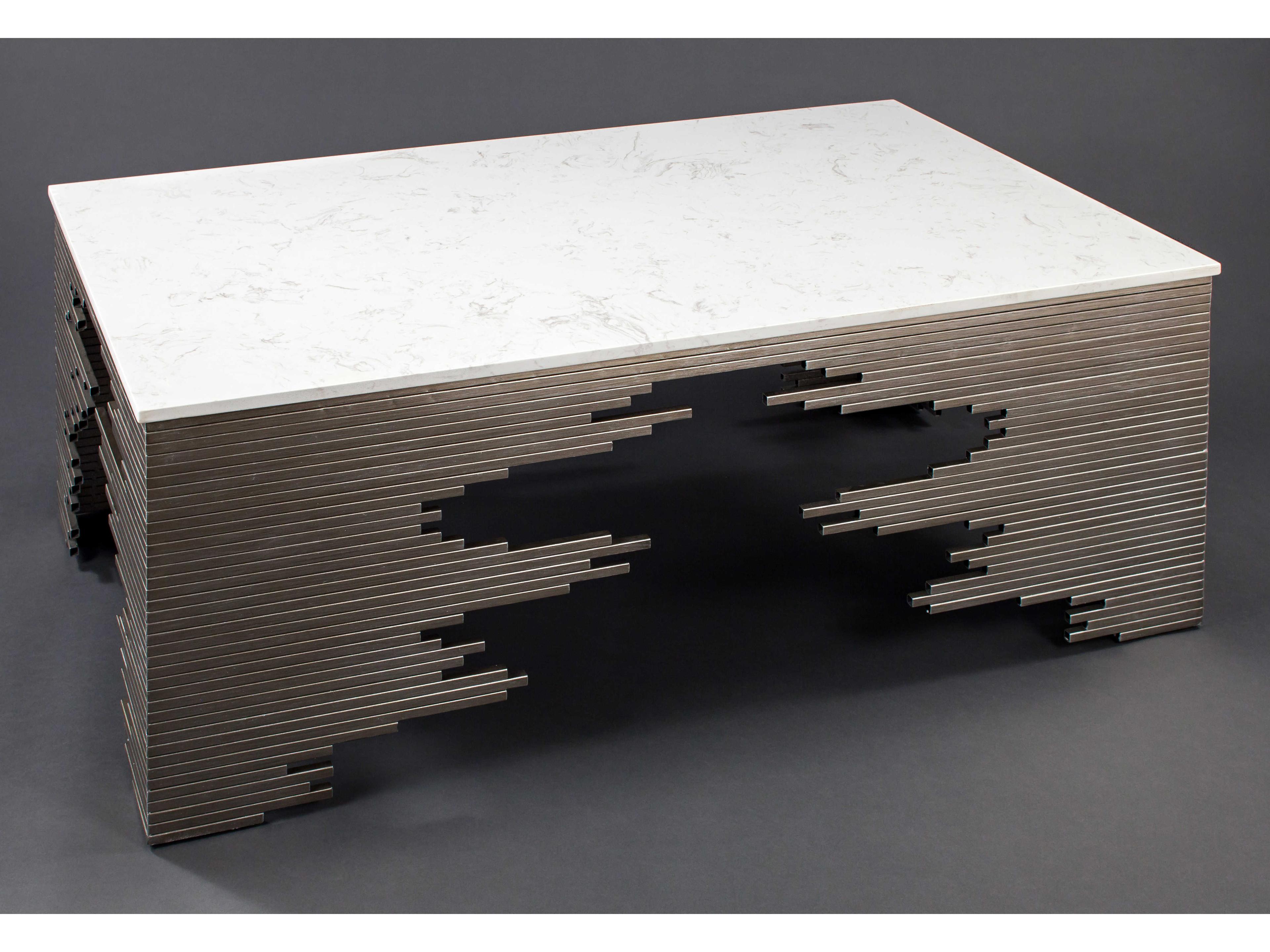 Artmax 54" Rectangular Marble Aged Silver Coffee Table