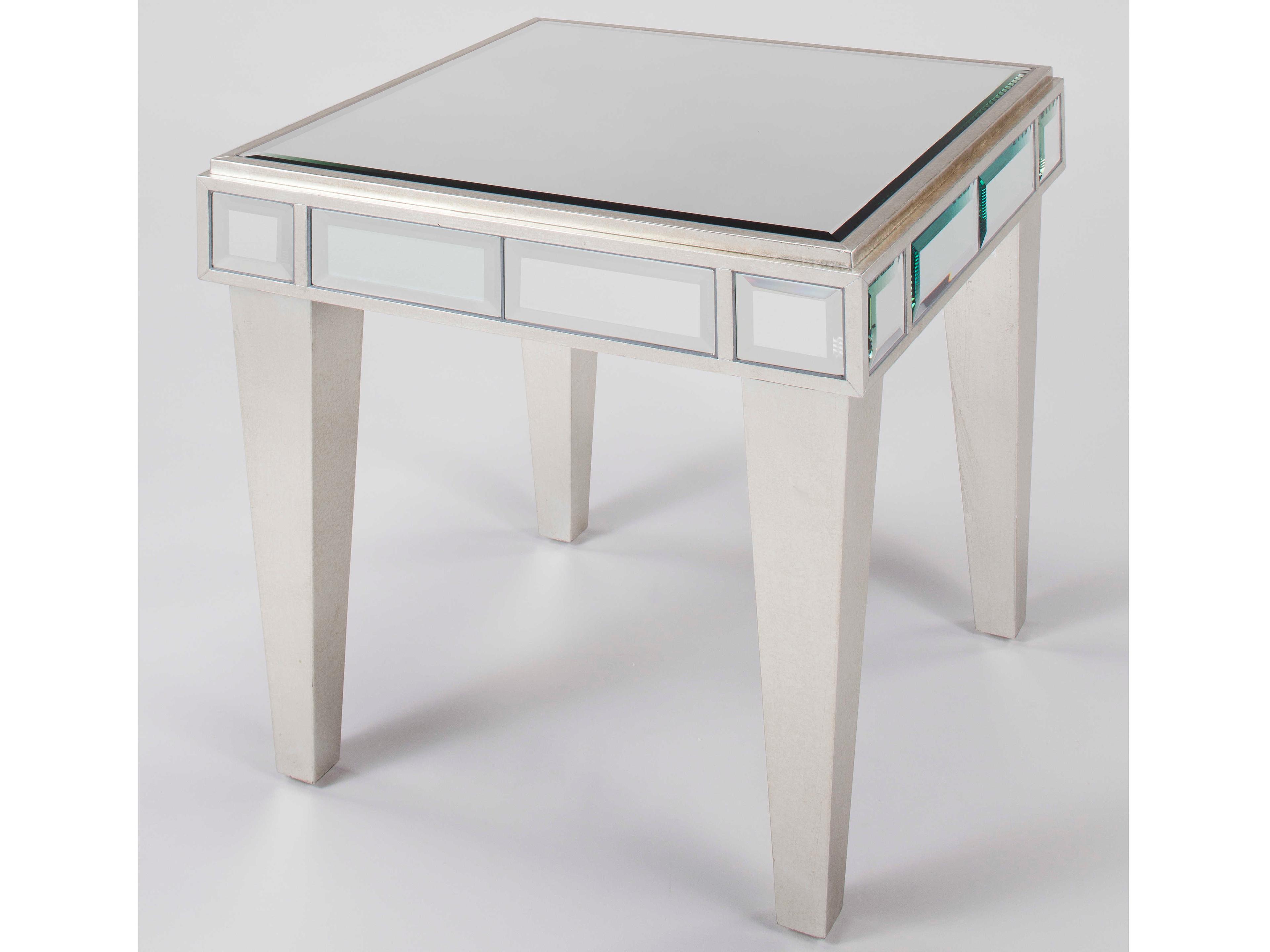 Artmax 24" Square Silverleaf Champagne End Table