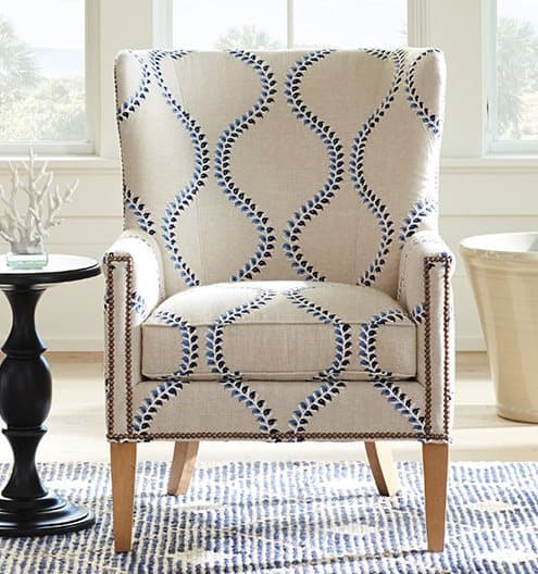 Barclay Butera Upholstery Avery Wing Beige Fabric Accent Chair