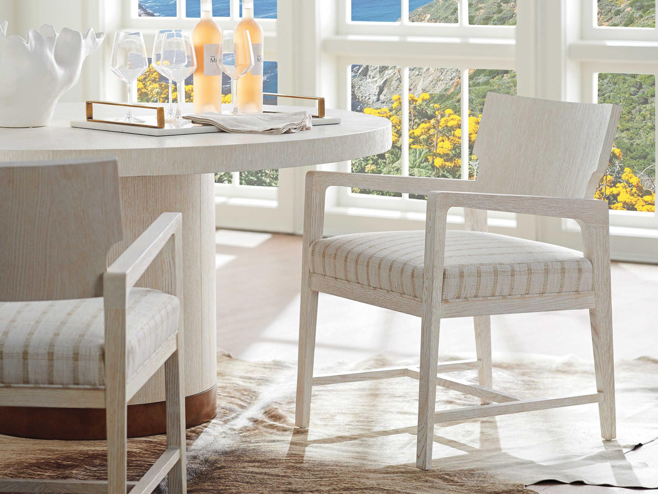 Barclay Butera Carmel Ridgewood White Upholstered Arm Dining Chair