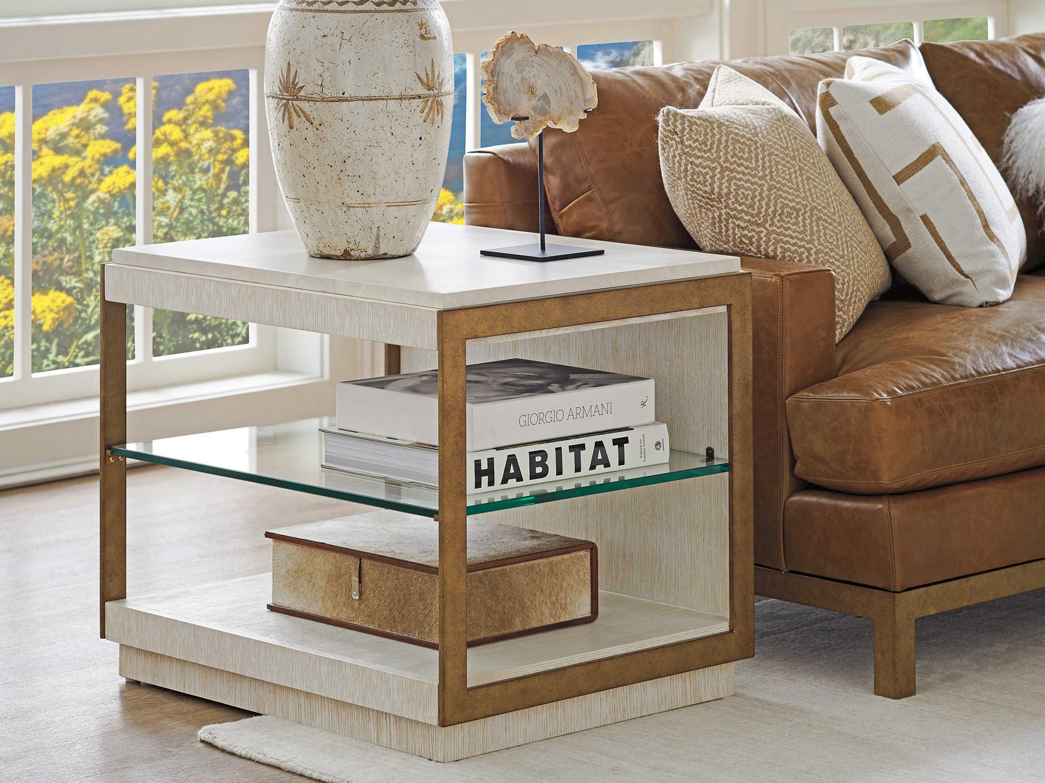 Barclay Butera Carmel Point Lobos Rectangular Stone End Table
