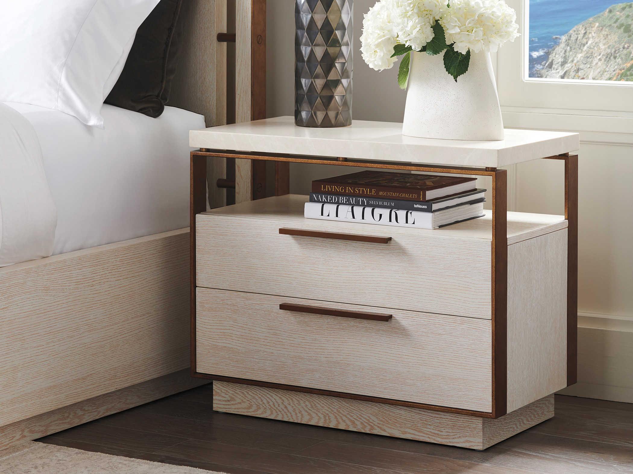 Barclay Butera Carmel Malpaso 2-Drawers White Chest Nightstand