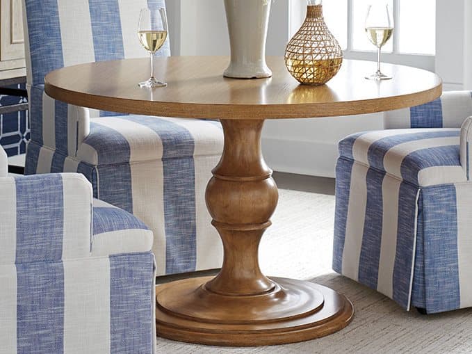 Barclay Butera Newport Corona Del Mar Round Wood Sandstone Dining Table