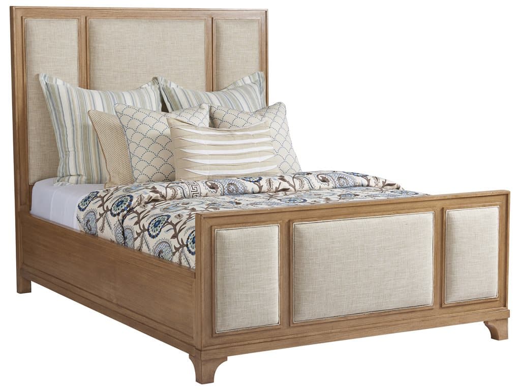 Barclay Butera Crystal Cove Sandstone Beige Wood Queen Panel Bed