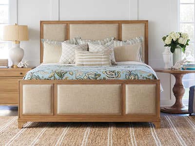 Barclay Butera Newport Crystal Cove Sandstone Beige Wood King Panel Bed
