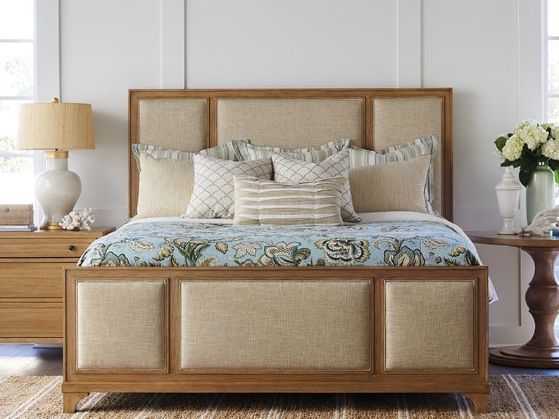 Barclay Butera Crystal Cove Sandstone Beige Wood King Panel Bed