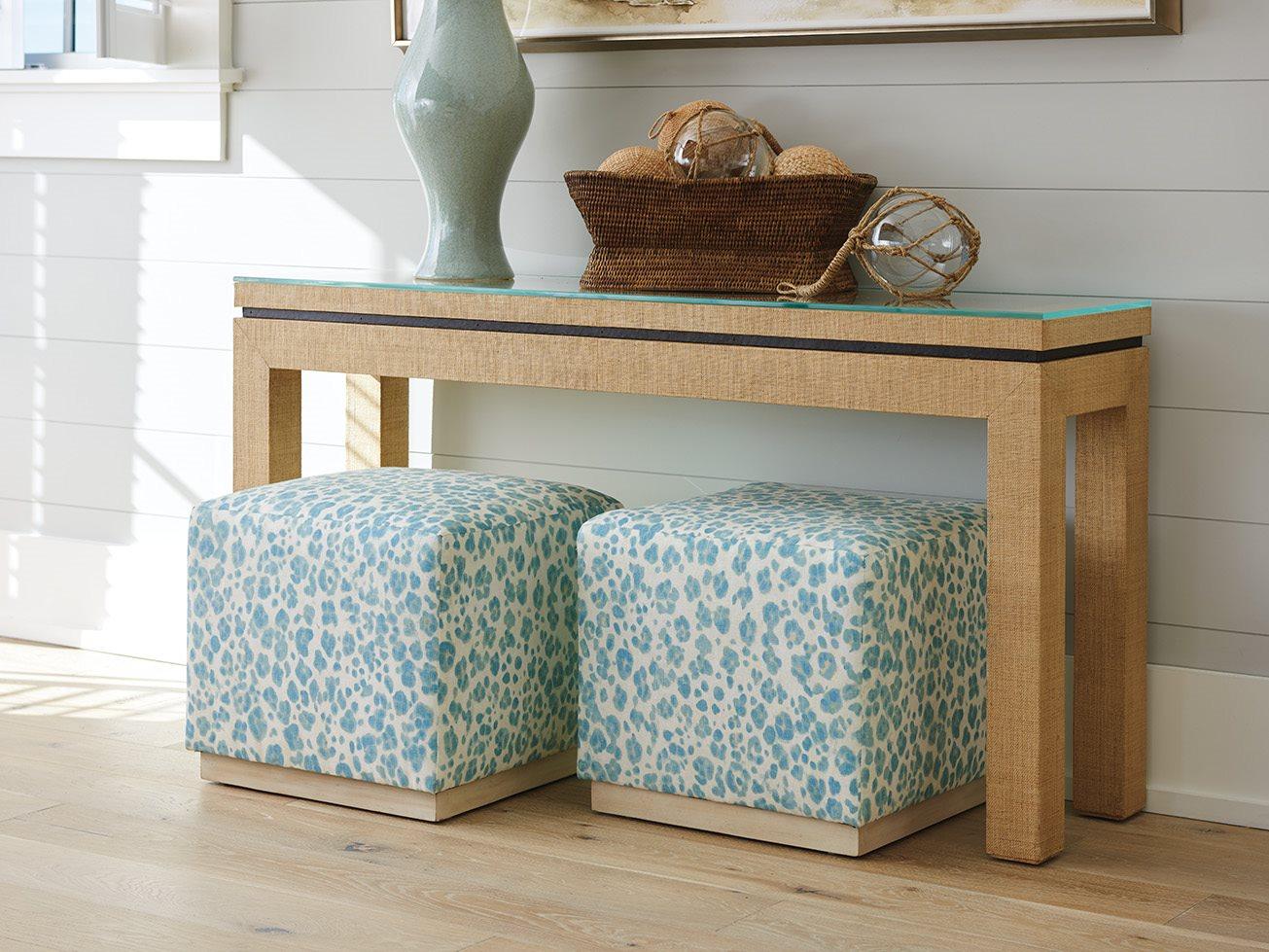 Barclay Butera Newport Sandstone Console Table / Ottoman Set