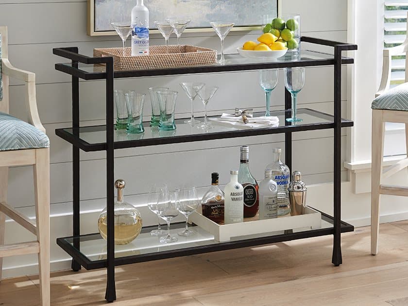 Barclay Butera Newport Huntington Rectangular Glass Sandstone Console Table