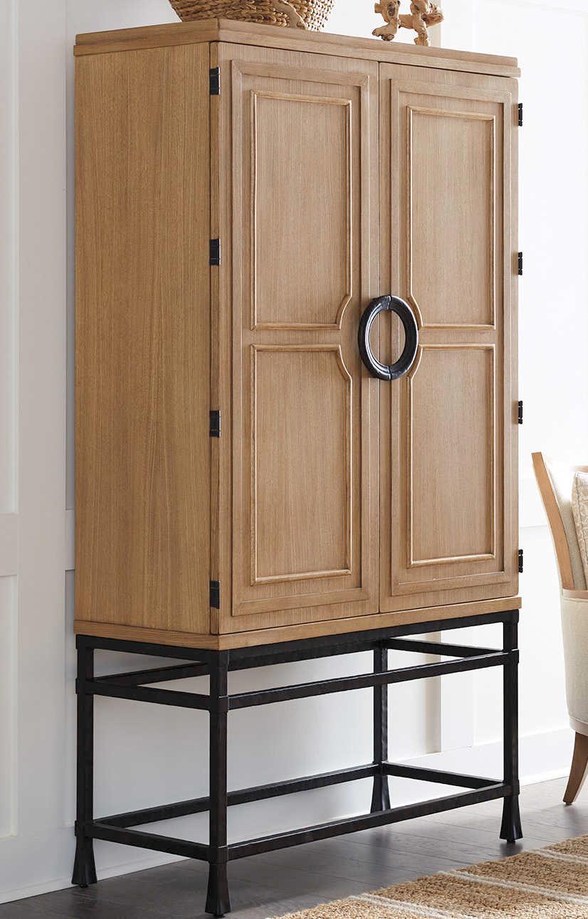 Barclay Butera Newport Jade Brown Sandstone Bar Cabinet