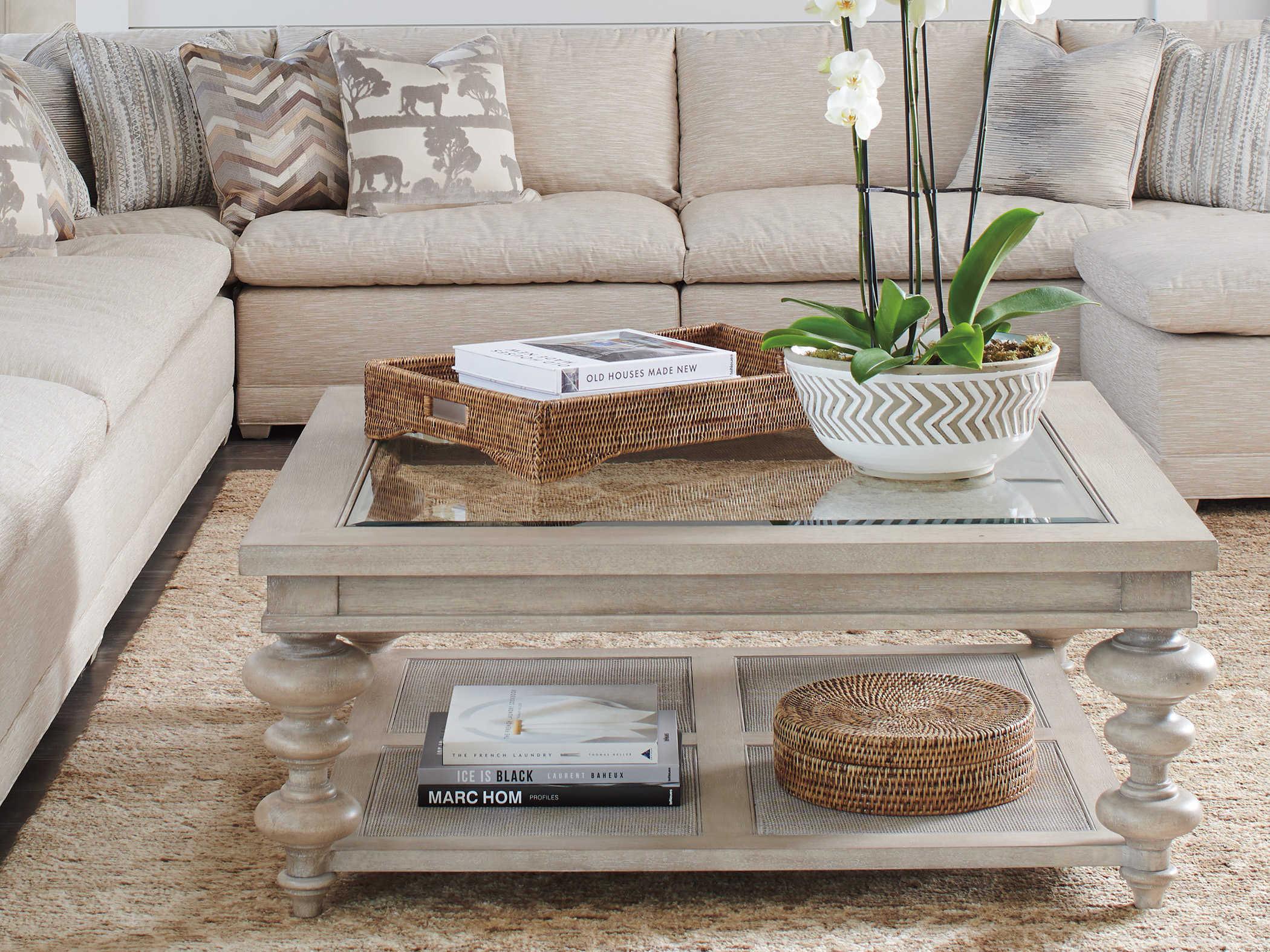 Barclay Butera Malibu Castlerock Square Glass Cocktail Table