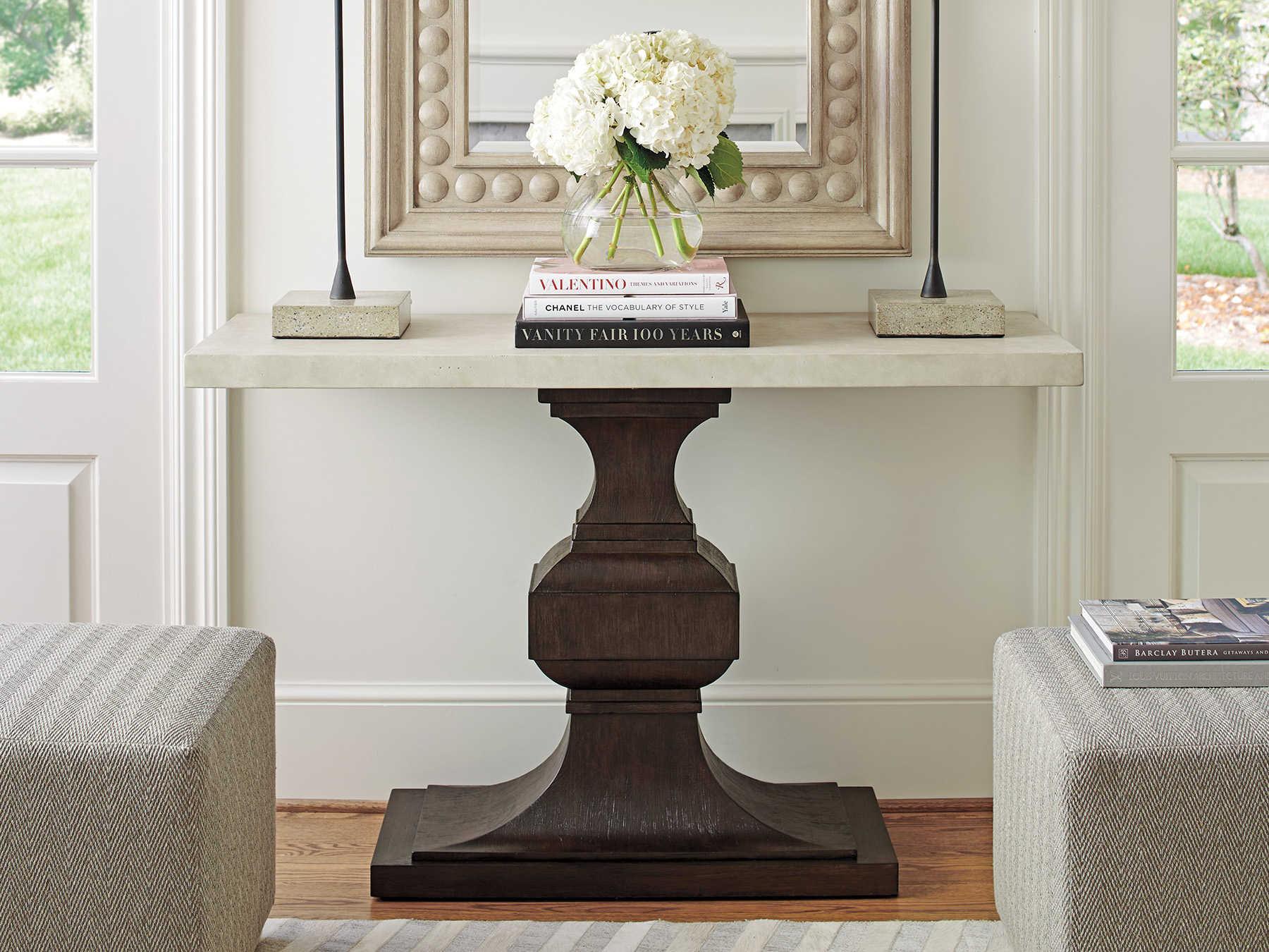 Barclay Butera Malibu Tivoli Rectangular Concrete Espresso Surfwood Console Table