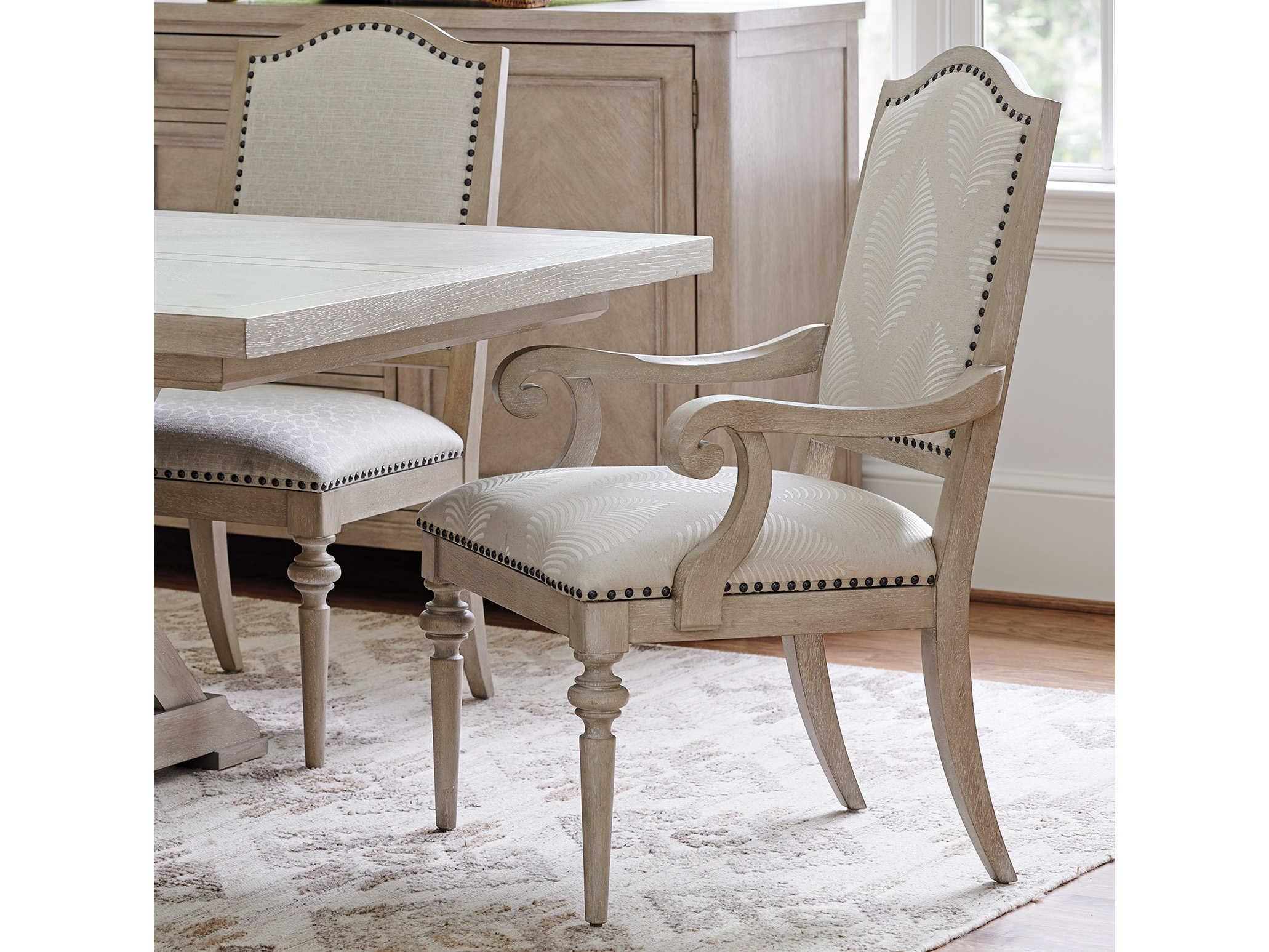 Barclay Butera Malibu Aidan Brown Upholstered Arm Dining Chair