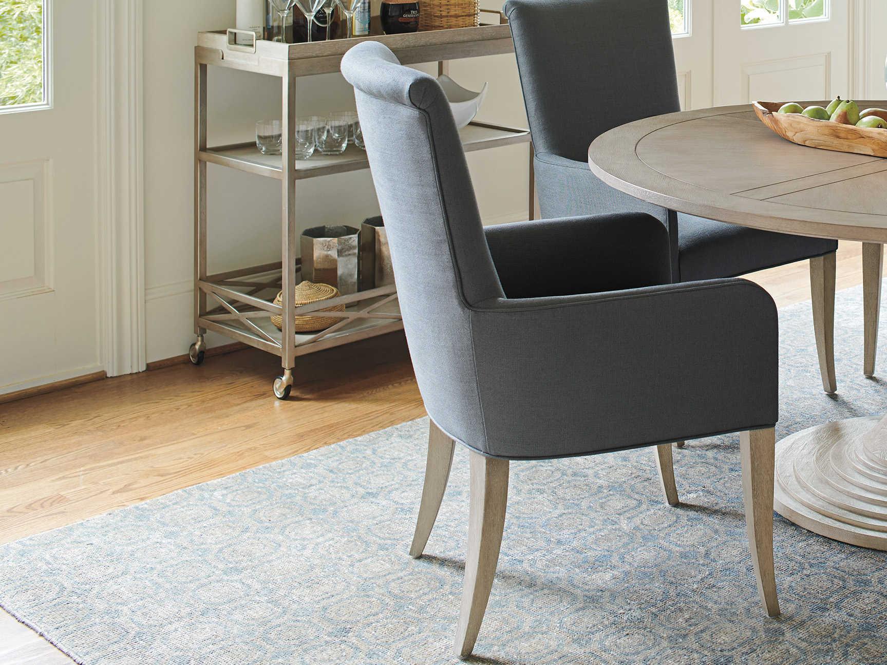 Barclay Butera Malibu Serra Blue Upholstered Arm Dining Chair