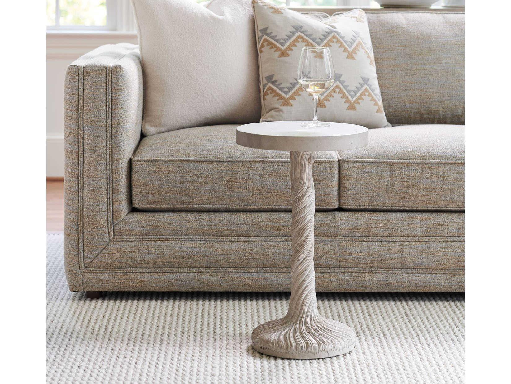 Barclay Butera Malibu Saddle Peak Round Concrete Natural End Table