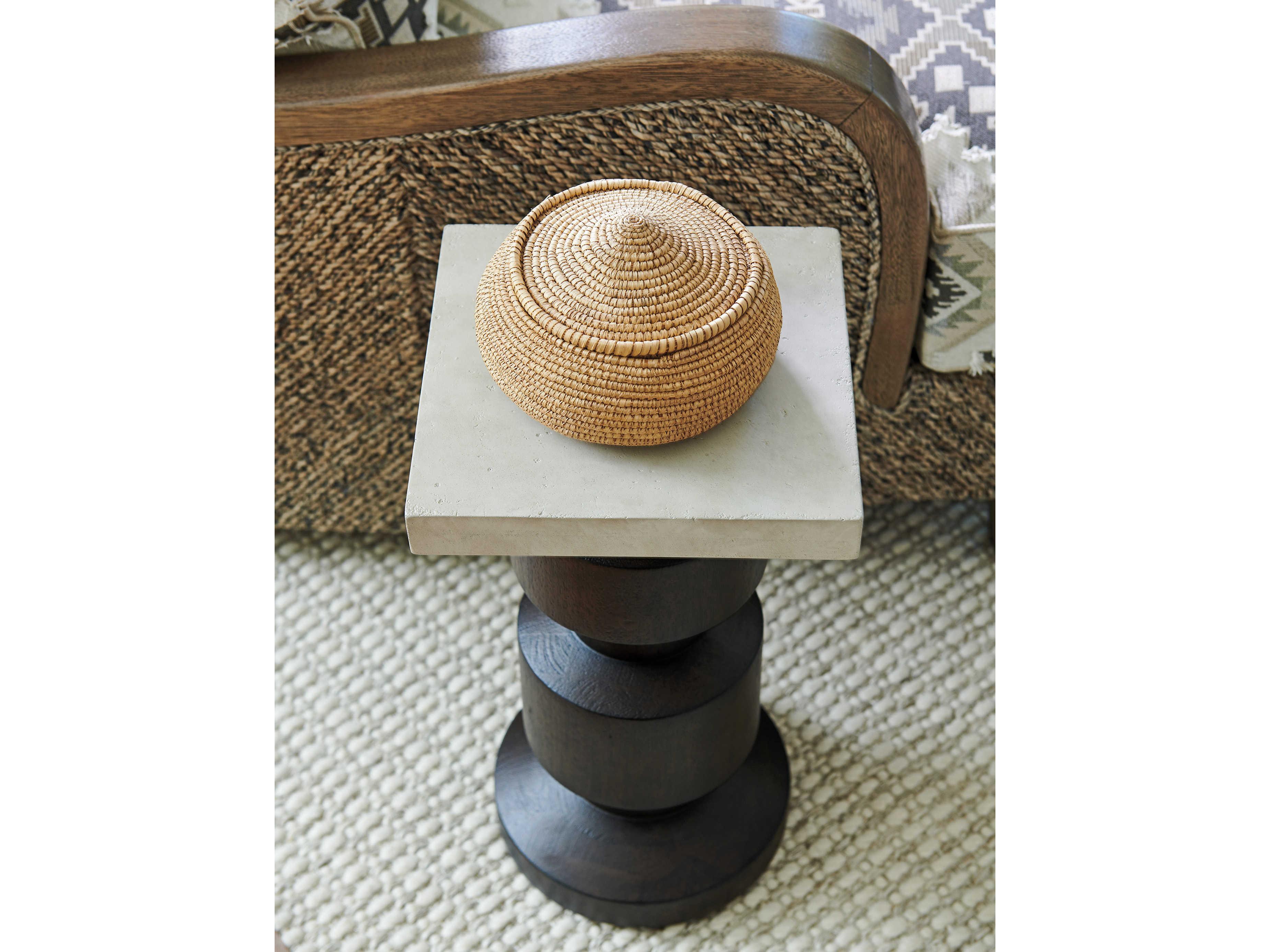 Barclay Butera Malibu Calamigos Square Concrete Espresso Surfwood End Table