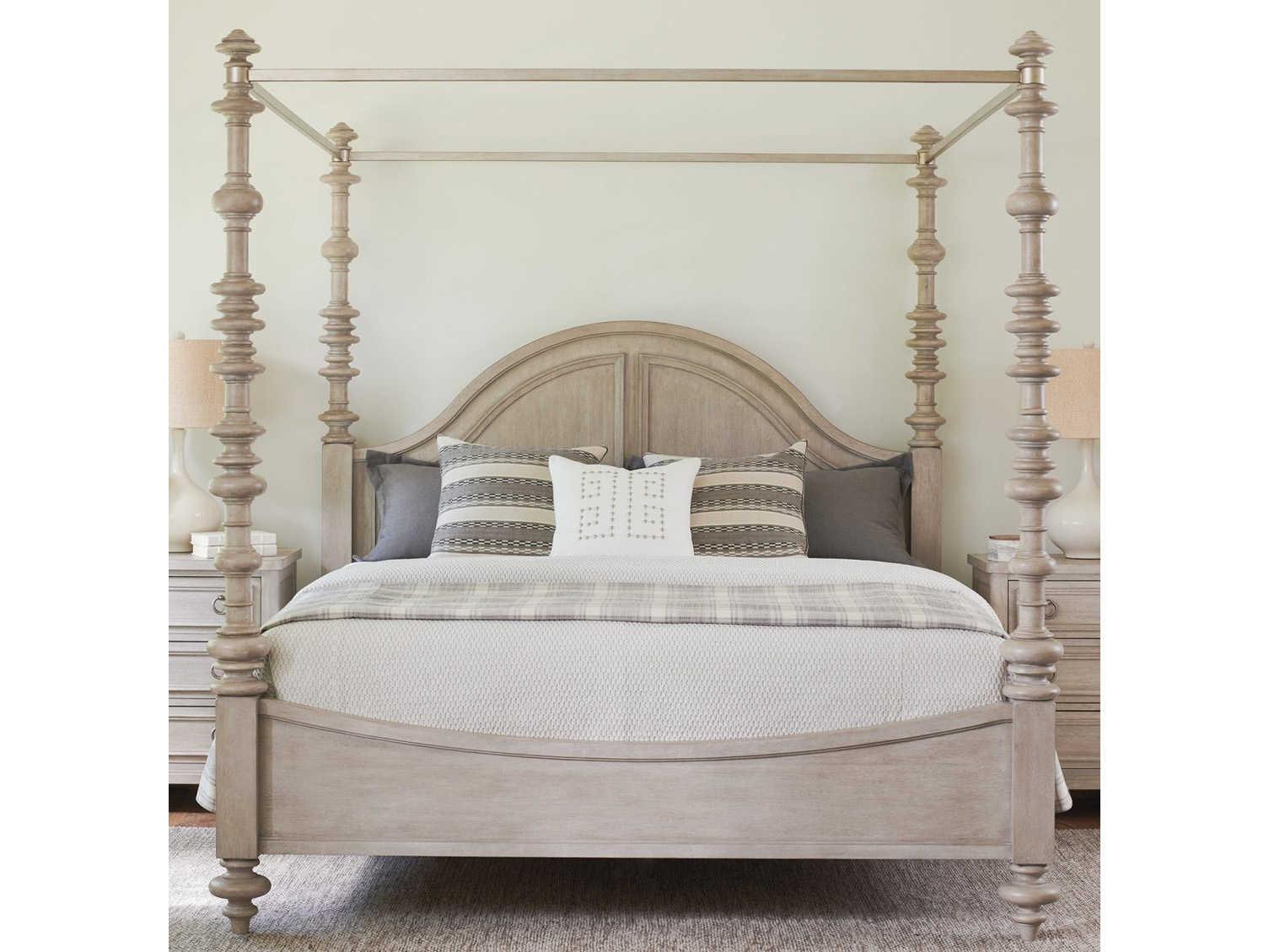 Barclay Butera Malibu Heathercliff Burnished Sauterness Brown Wood Queen Poster Bed