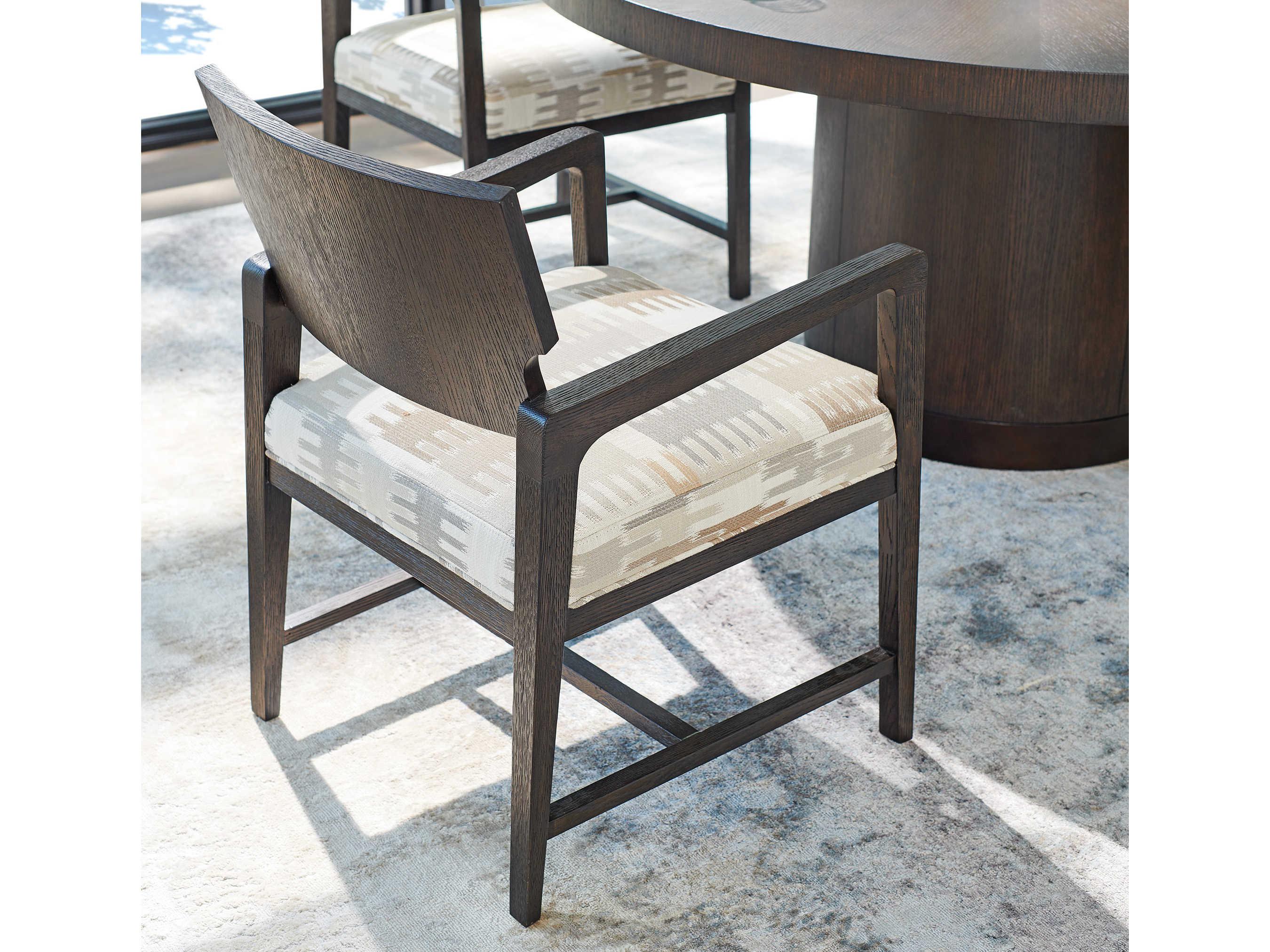 Barclay Butera Park City Highland Brown Upholstered Arm Dining Chair