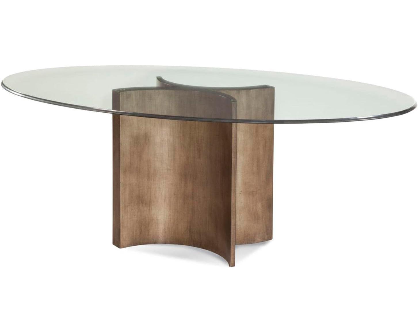 Bassett Mirror Symmetry Oval Glass Painted Bronze Dining Table