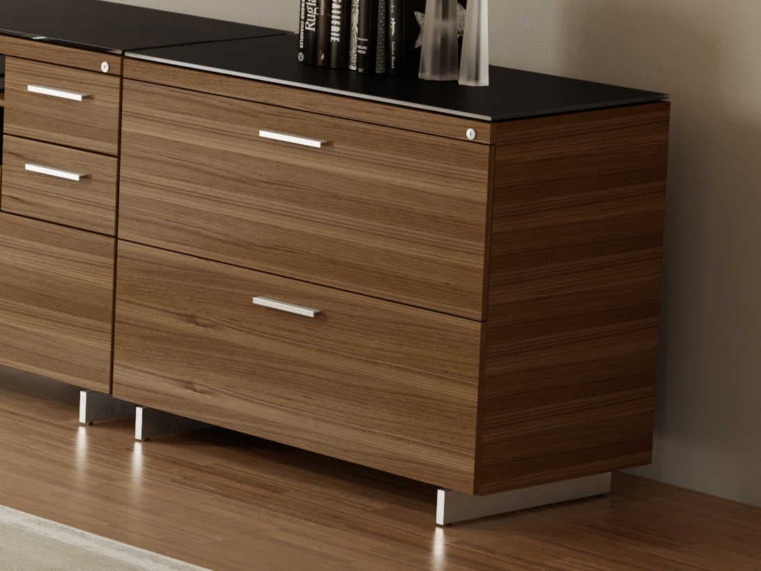 BDI Sequel Black Natural Walnut Satin Nickel File Cabinet
