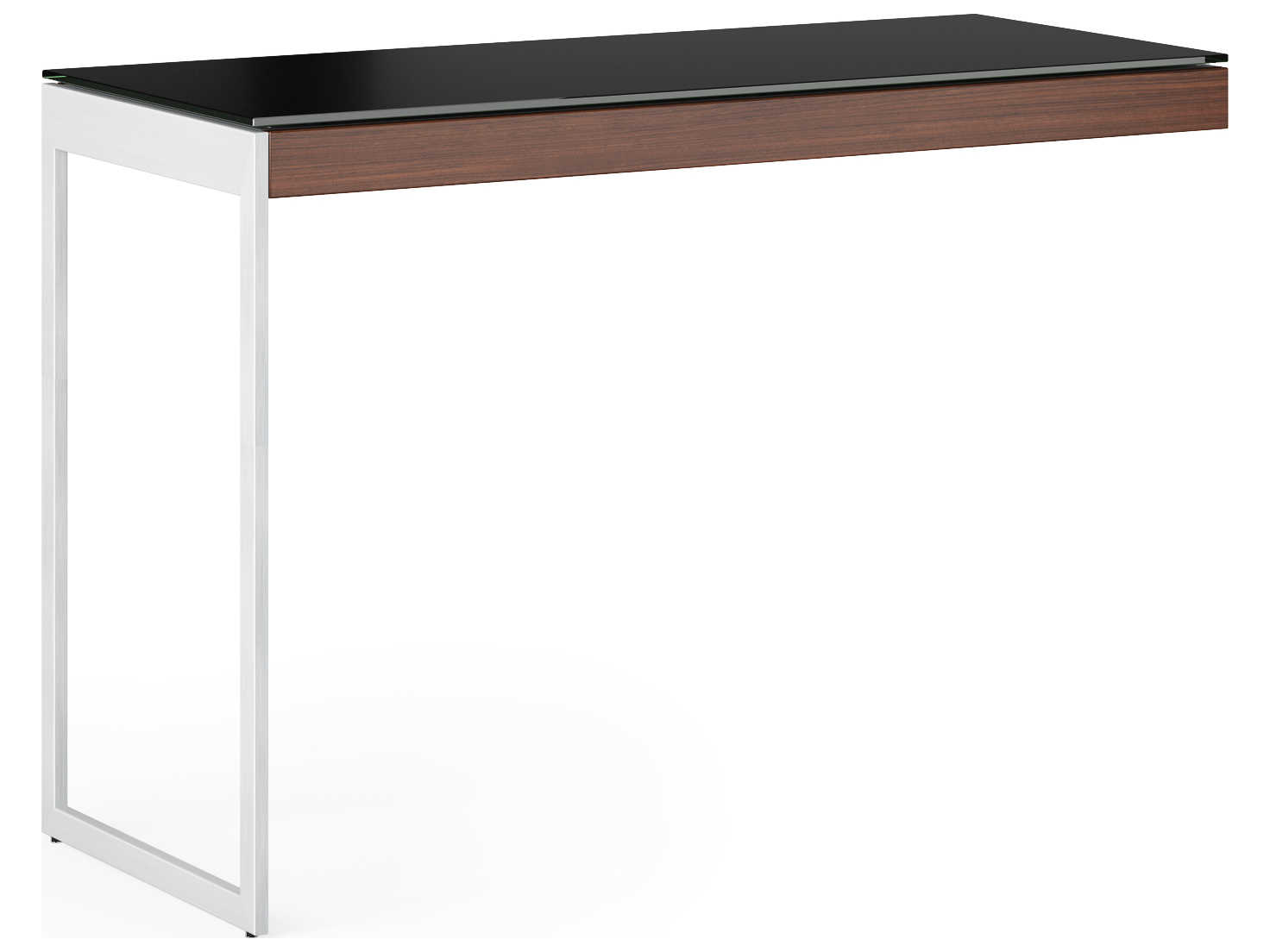 BDI Sequel-20 Black / Chocolate Stained Walnut / Satin Nickel Return Desk