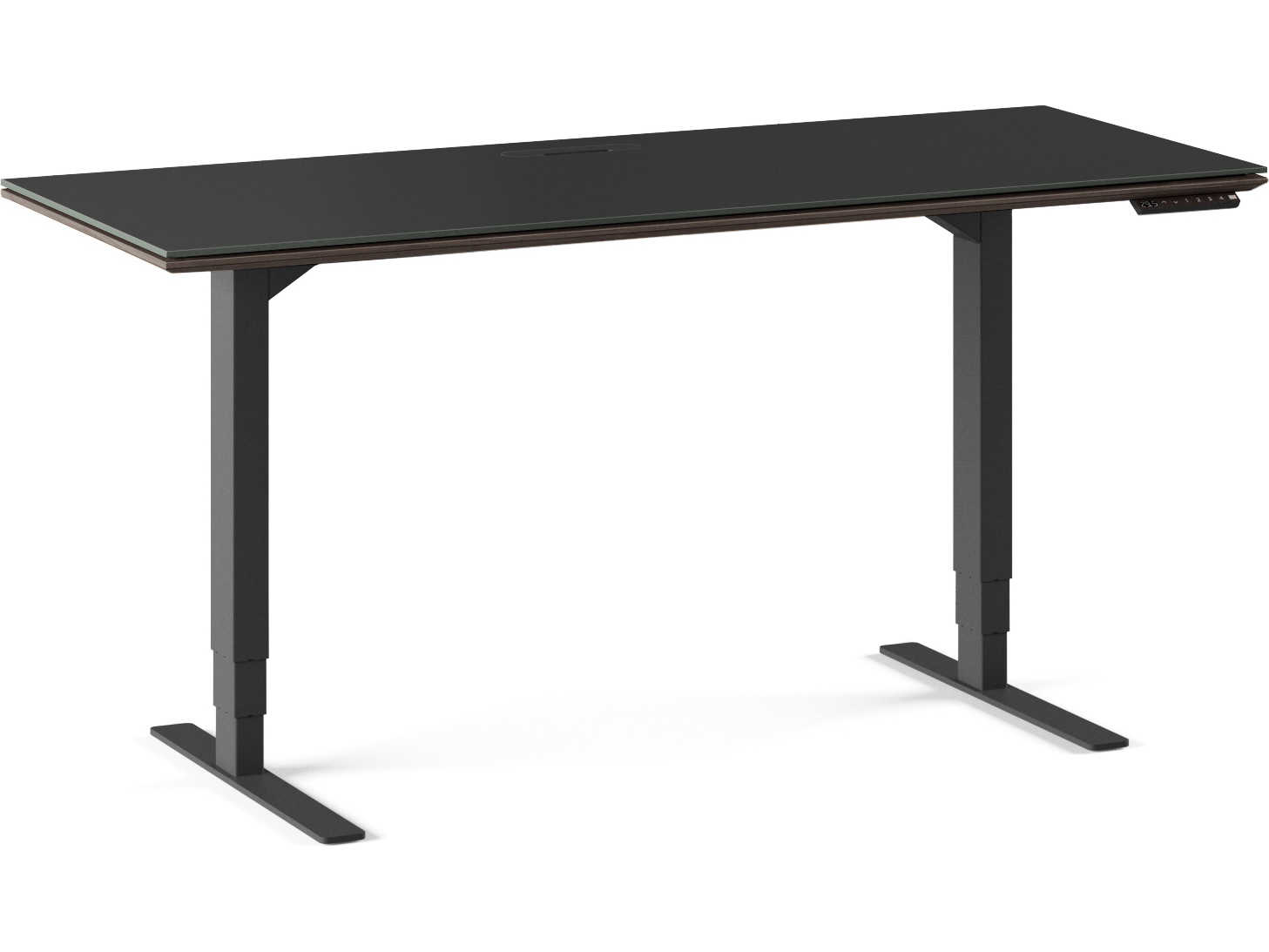 BDI Sequel Black Charcoal Stained Ash Brown Hardwood Desks