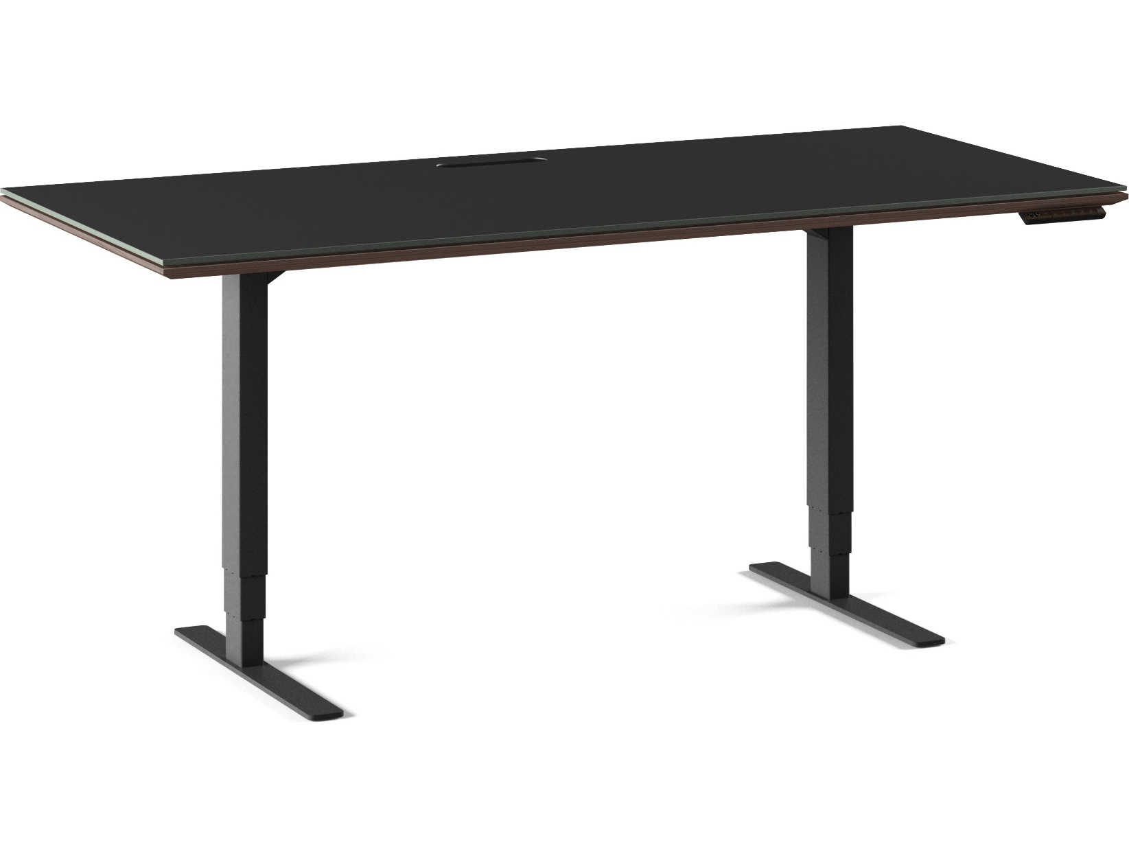 BDI Sequel Black Charcoal Stained Ash Wood Computer Desk