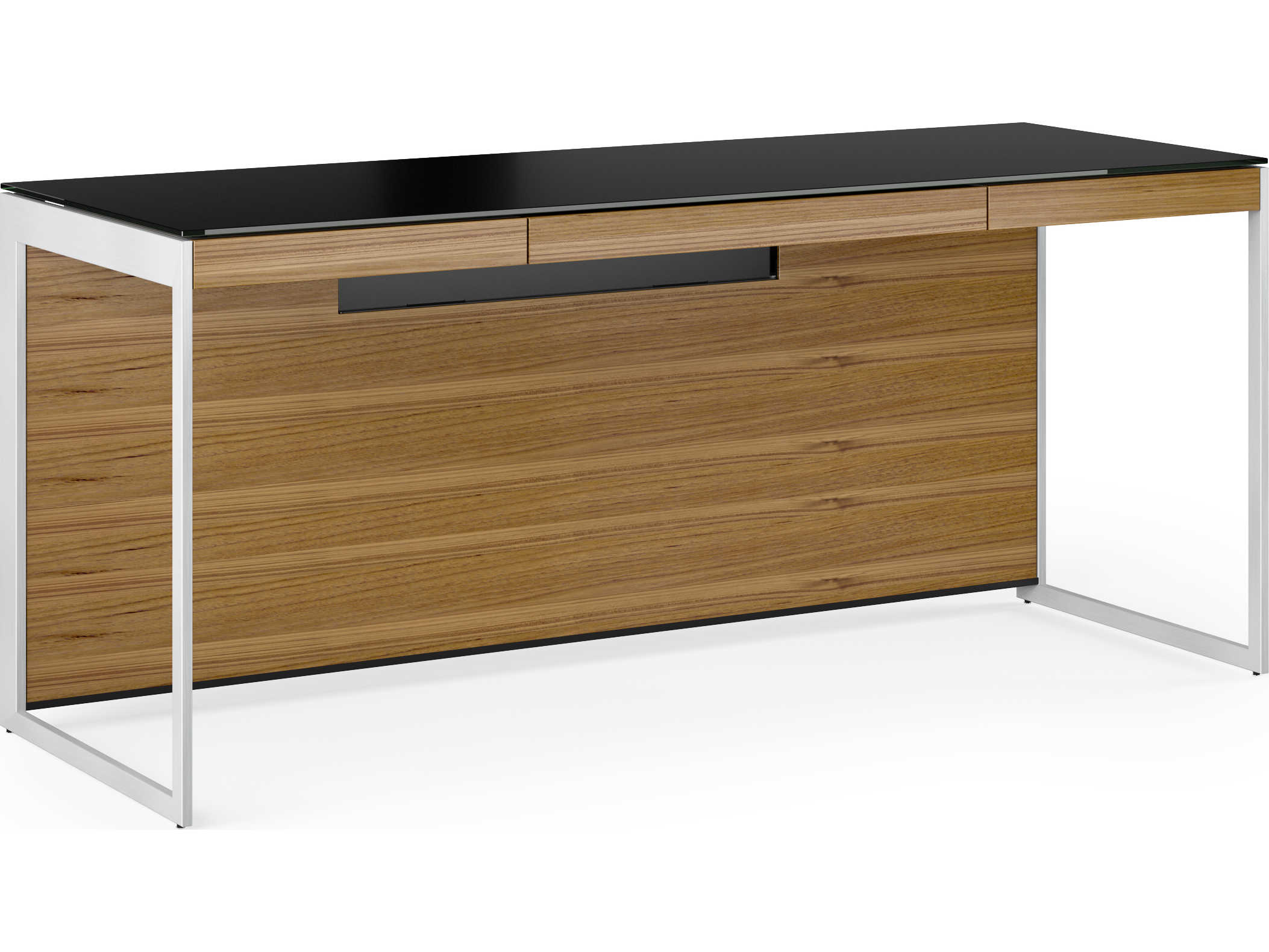 BDI Sequel Black Natural Walnut Satin Nickel Brown Wood Secretary Desk