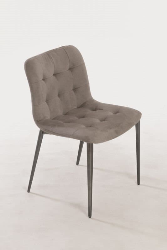 Bontempi Casa Kuga Leather Gray Upholstered Side Dining Chair