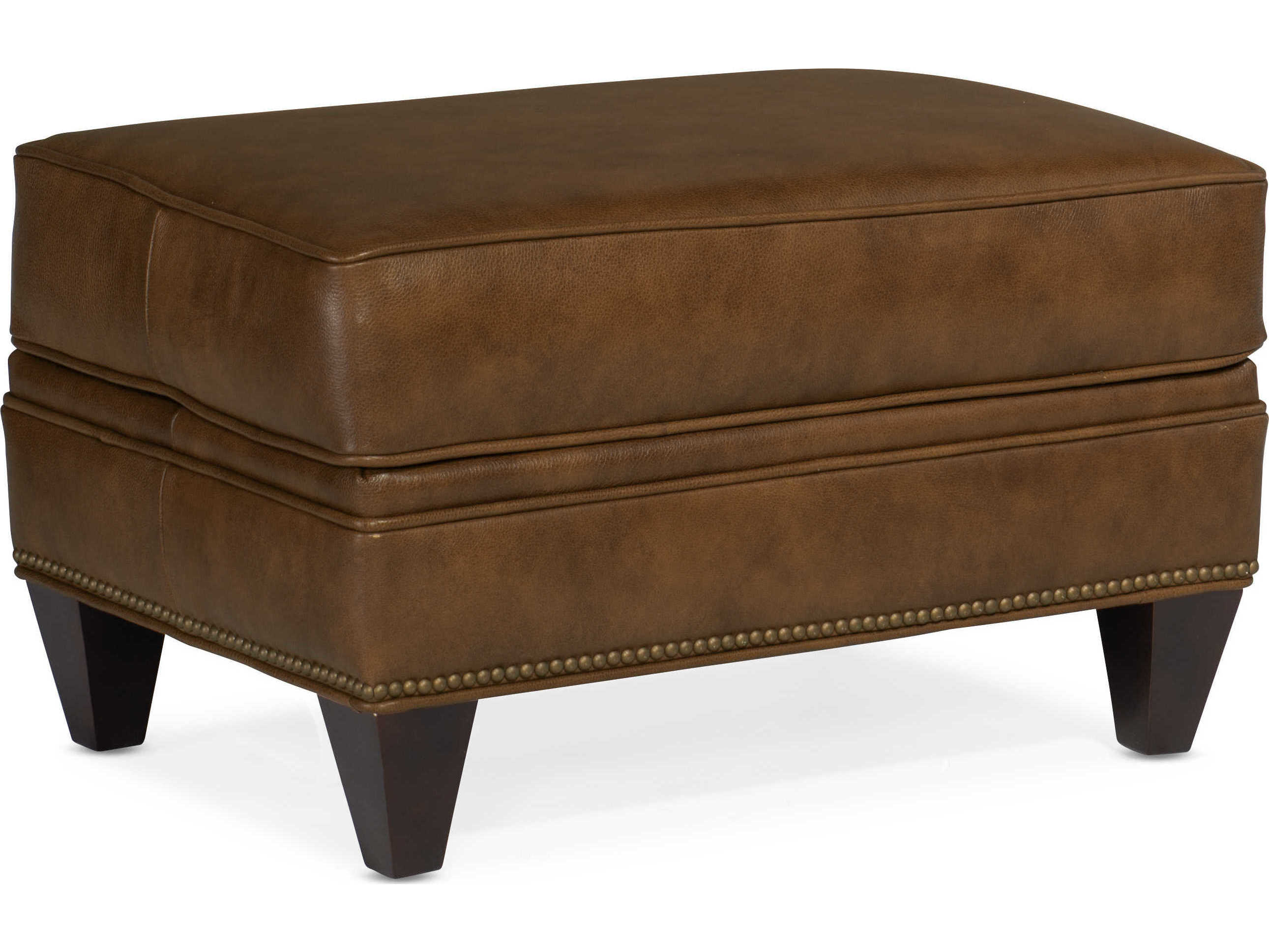 Bradington Young Carrado Sable Brown Leather Ottoman