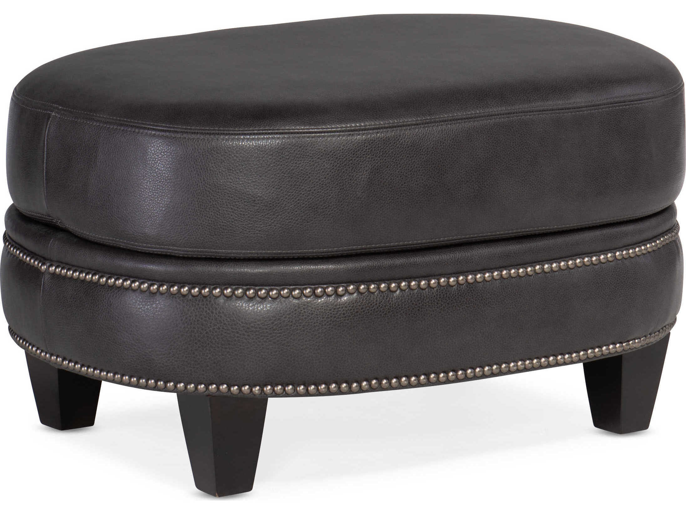 Bradington Young Richardson Charcoal Black Leather Ottoman