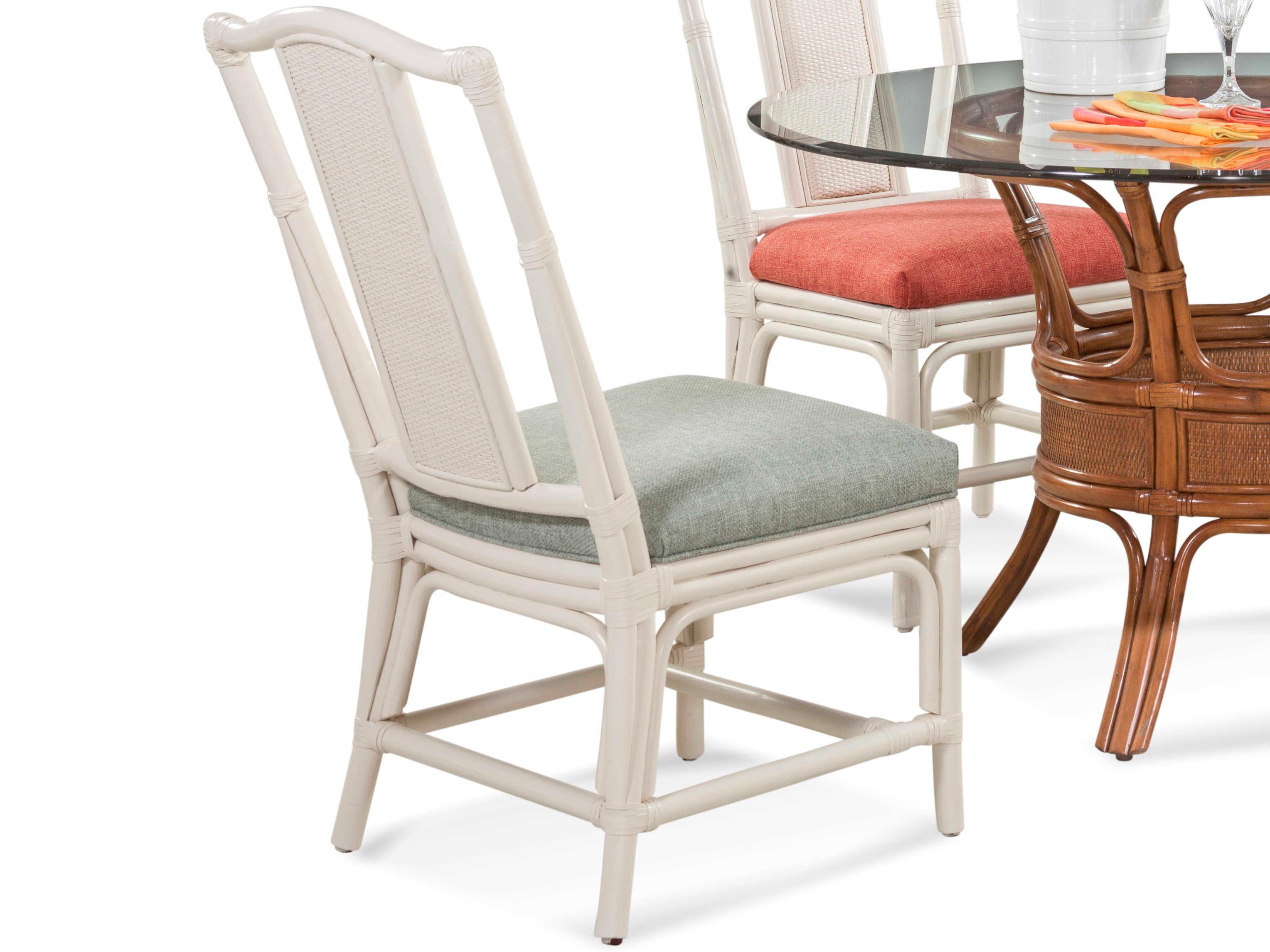 Braxton Culler Drury Lane Rattan White Upholstered Side Dining Chair